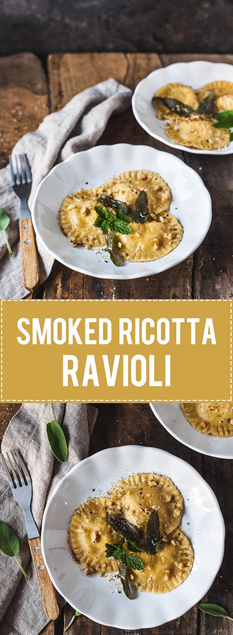 Smoked Ricotta Ravioli in Sage Butter Sauce - Vibrant plate
