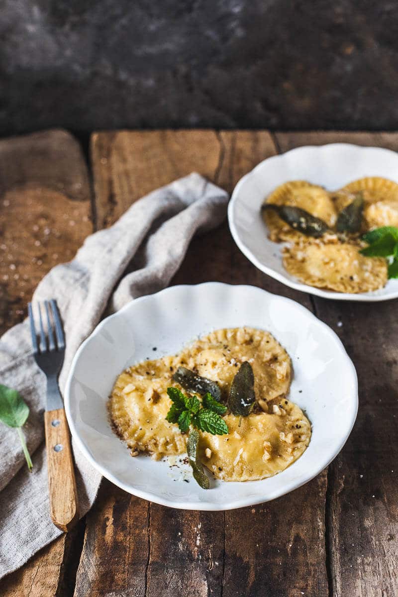 This Smoked Ricotta Ravioli in Sage Butter Sauce is a breeze to make, vegetarian and delicious! |Vibrant Plate