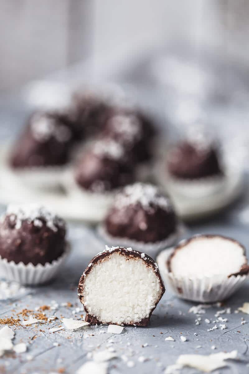 These amazing Vegan and Gluten-Free Dark Chocolate Coconut Truffles are pure bliss in every single bite! | Vibrant Plate