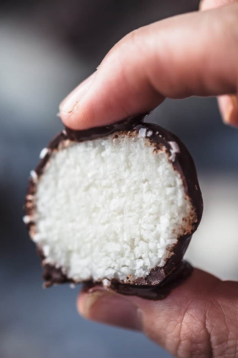 These amazing Vegan and Gluten-Free Dark Chocolate Coconut Truffles are pure bliss in every single bite! | Vibrant Plate