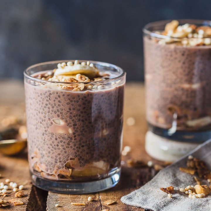 Banana Chocolate Chia Pudding {Vegan} + Videorecipe - Vibrant plate