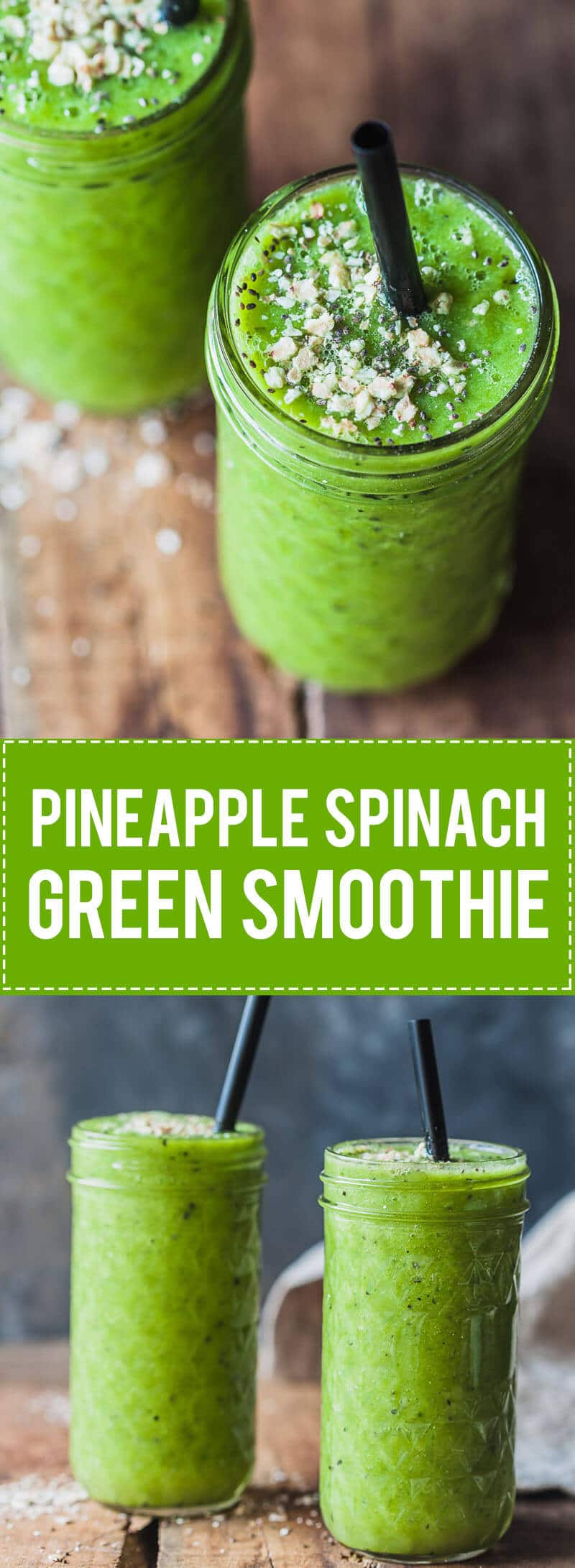 Pineapple Spinach Green Smoothie - Vibrant plate