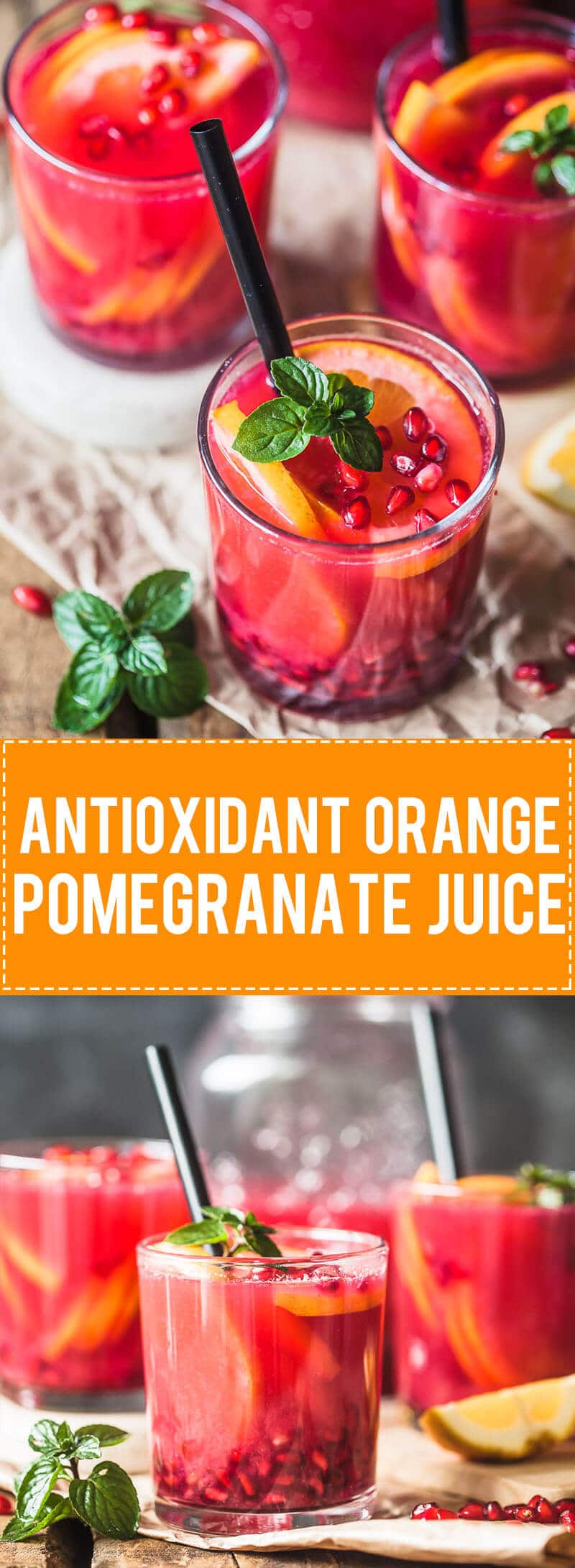 Homemade Antioxidant Orange Pomegranate Juice helps you get an instant vitamin boost!