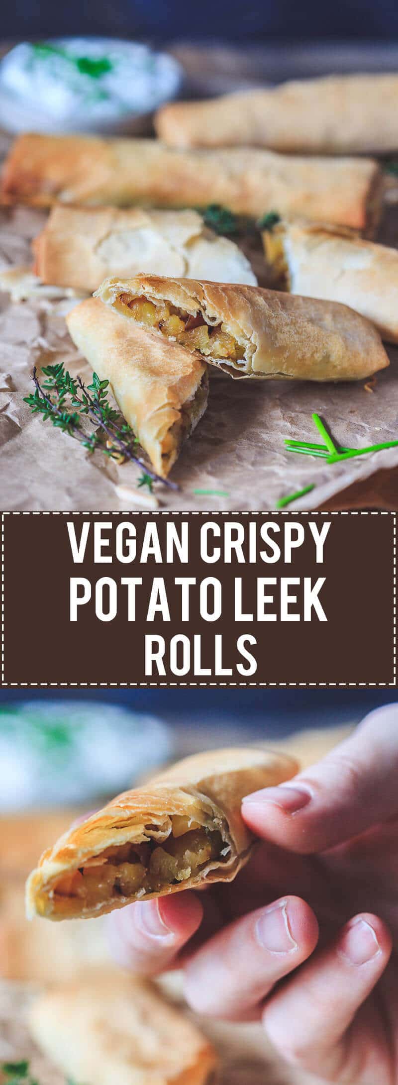 These 3-ingredient Vegan Crispy Potato Leek Rolls are simply amazing and are the perfect delicious lunch or snack!
