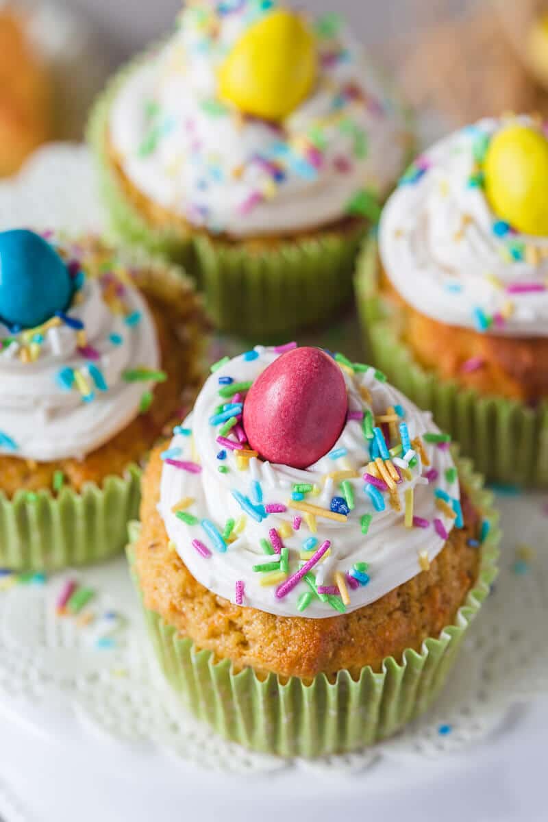 These cute Carrot Cake Cupcakes are a healthy & tasty treat or breakfast! Dairy-Free & Easy! | Vibrant Plate