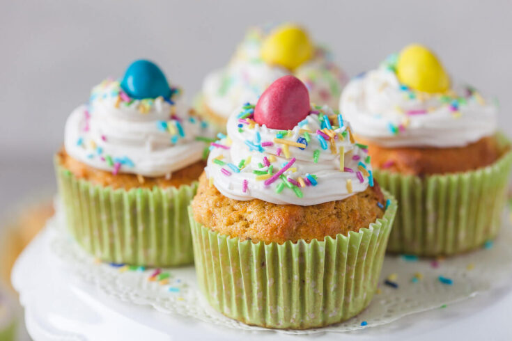 These cute Carrot Cake Cupcakes are a healthy & tasty treat or breakfast! Dairy-Free & Easy! | Vibrant Plate