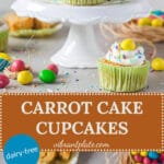 These cute Carrot Cake Cupcakes are a healthy & tasty treat or breakfast! Dairy-Free & Easy! | Vibrant Plate