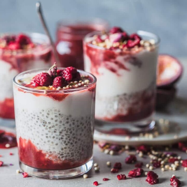 Strawberry Coconut Chia Pudding {Vegan} - Vibrant plate