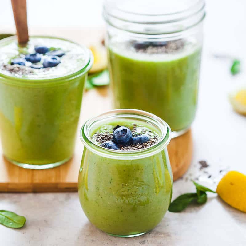 Super Green Avocado Smoothie in jars