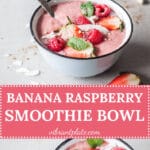 This colorful Banana Raspberry Smoothie Bowl is a vibrant vegan & gluten-free shot of vitamins! | Vibrant Plate