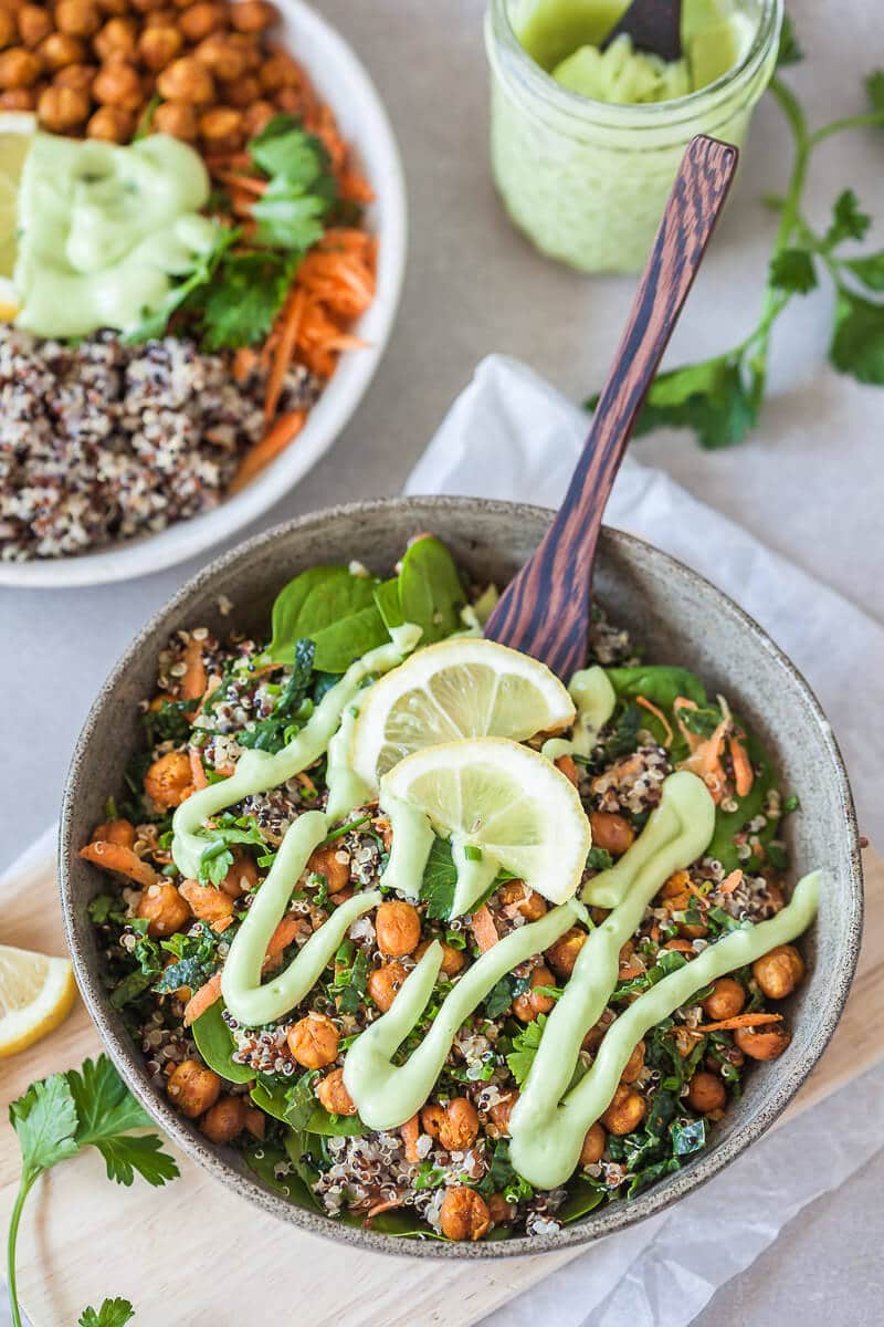 Vegan Chickpeas Kale Quinoa Buddha Bowl