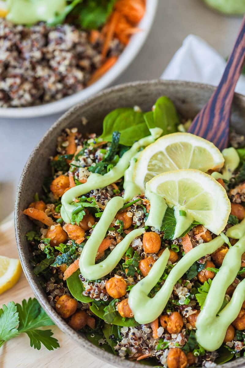 Vegan Chickpeas Kale Quinoa Buddha Bowl