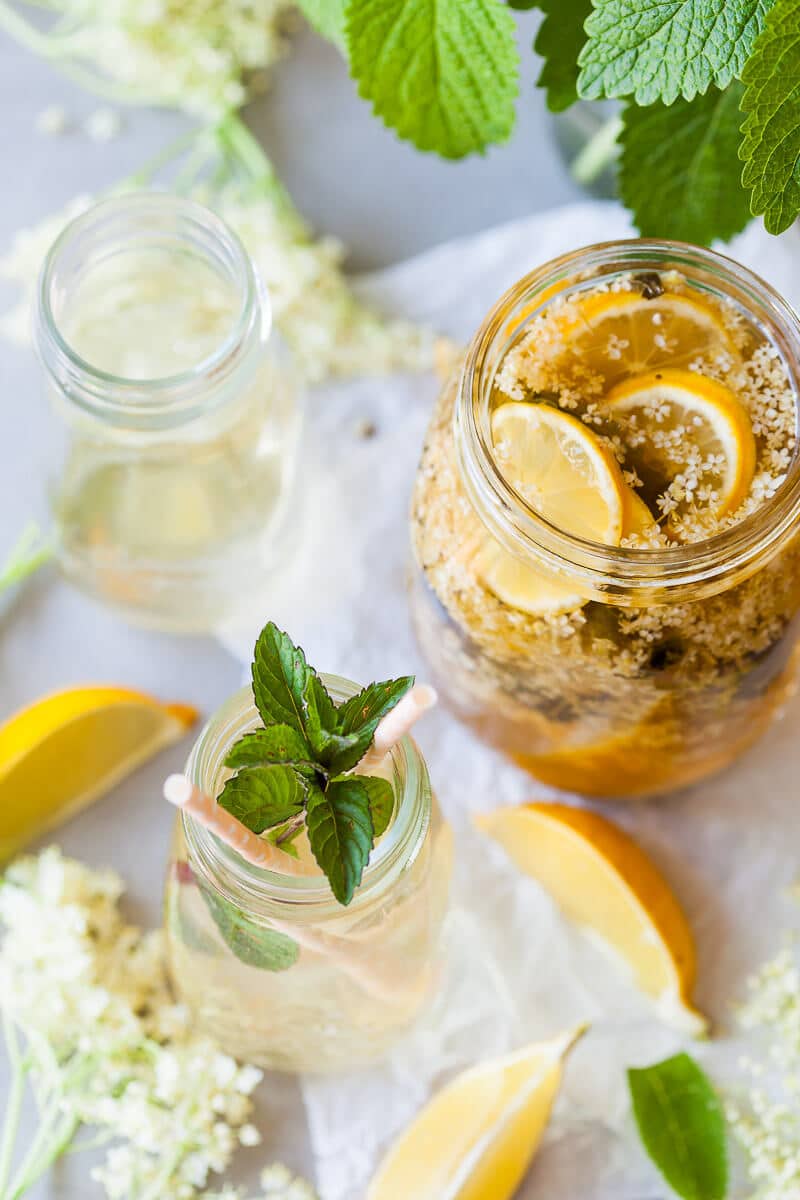 Homemade Elderflower Cordial is a refreshing summer drink that is super easy to make and uses less sugar. | Vibrant Plate