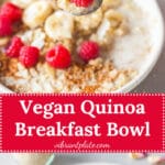 Vegan Quinoa Breakfast Bowl is an easy to make, healthy and filling breakfast, ready in just 15 minutes. Perfect for meal-prep! | Vibrant Plate