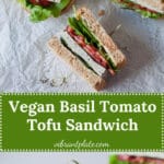 This Vegan Basil Tomato Tofu Sandwich is a quick and easy summer snack idea. Ready in 15 minutes! | Vibrant Plate