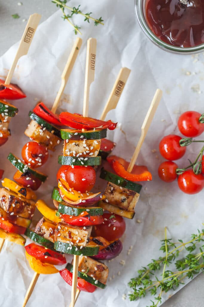 Vegan Grilled Tofu Skewers {LowCarb} Vibrant plate