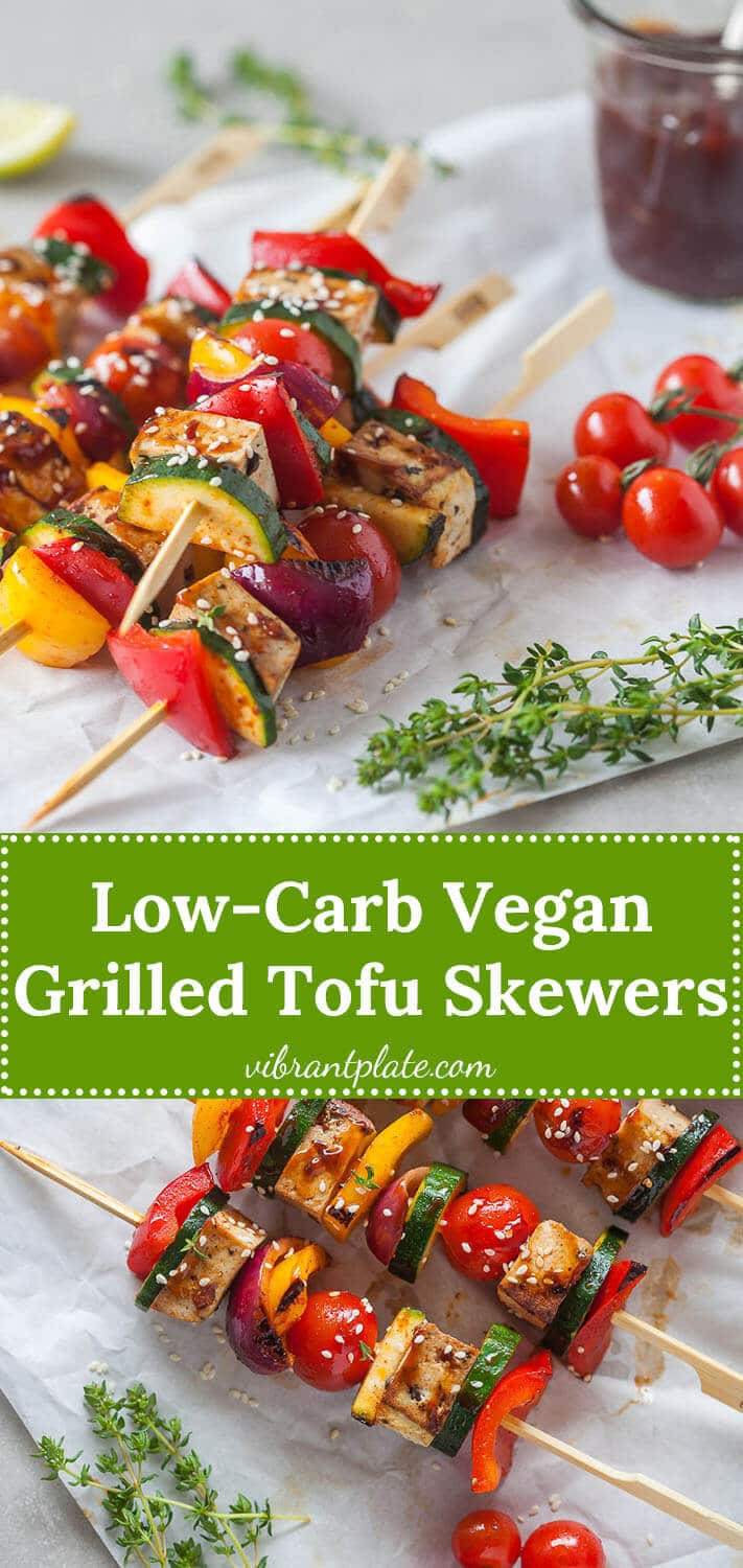 Vegan Grilled Tofu Skewers {LowCarb} Vibrant plate