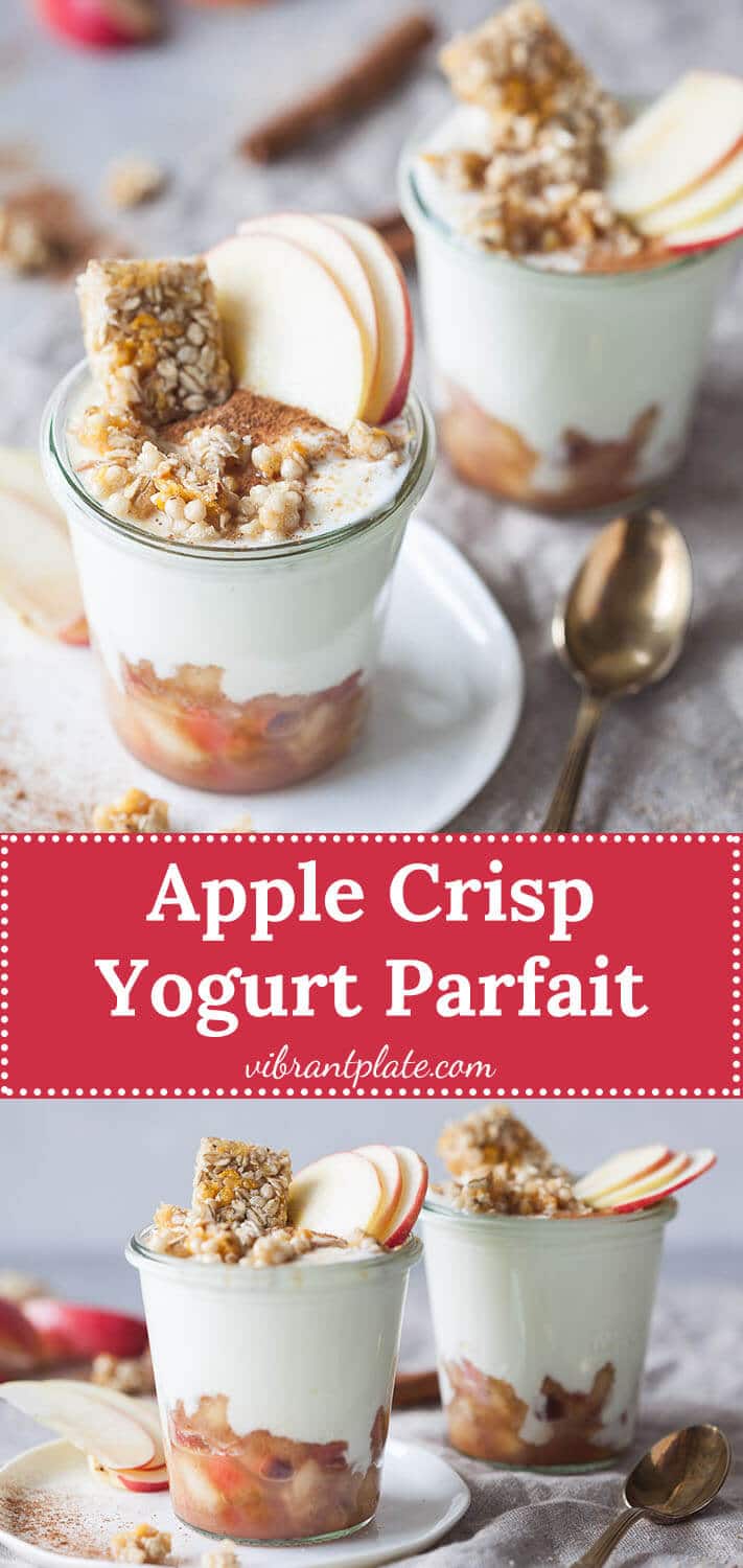 Apple Crisp Yogurt Parfait is a delicious and wholesome early fall breakfast, that is ready in just 15 minutes!