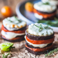 Eggplant Tomato Caprese Stacks