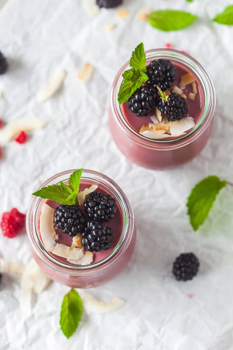 This Blackberry Coconut Vegan Panna Cotta is a refreshing summer dessert made with blackberries and coconut milk. | Vibrant Plate