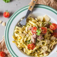 Delicious Zucchini Tuna Egg Noodles that are ready in just 15 minutes! This recipe is dairy-free. | Vibrant Plate