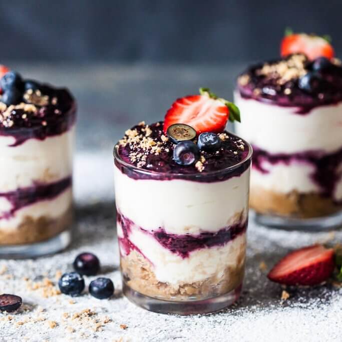 No Bake Blueberry Dessert in a Jar - Vibrant plate