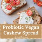 This Probiotic Vegan Cashew Spread makes making your own vegan cheese spread easy with cashews and probiotic capsules. | Vibrant Plate