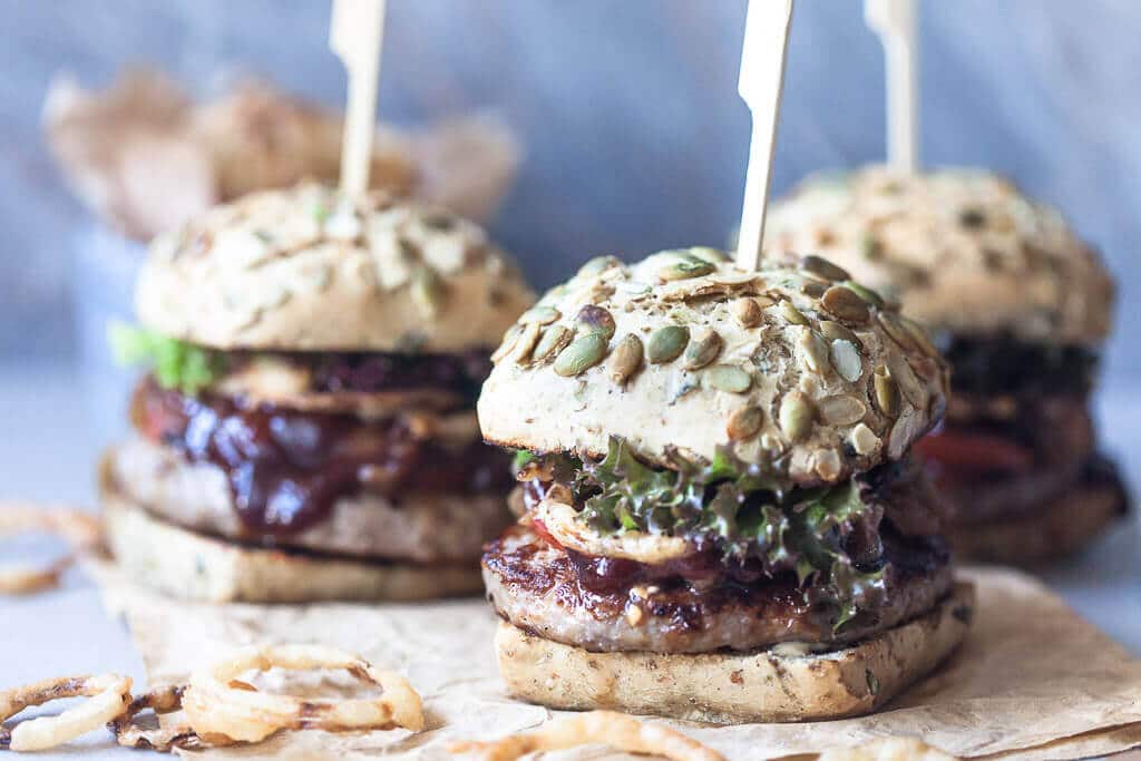 Beer Braised Onion Burgers Vibrant plate