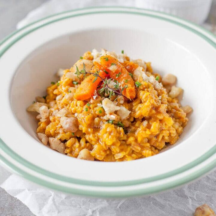 Farro Risotto with Pumpkin and Chestnuts