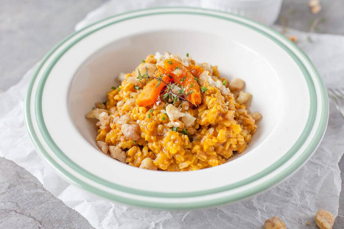 Farro Risotto with Pumpkin and Chestnuts