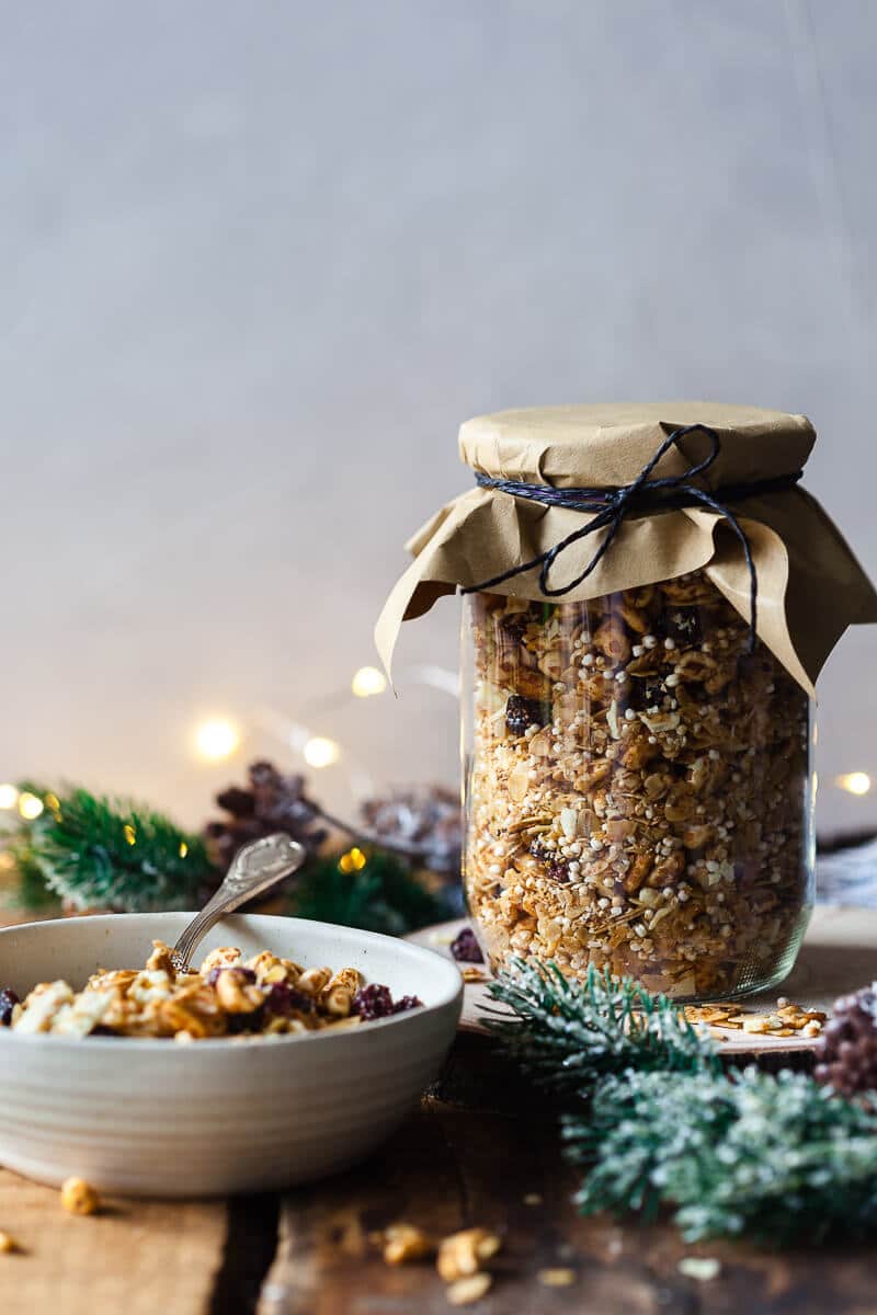 Honey Roasted Cranberry Granola in a jar