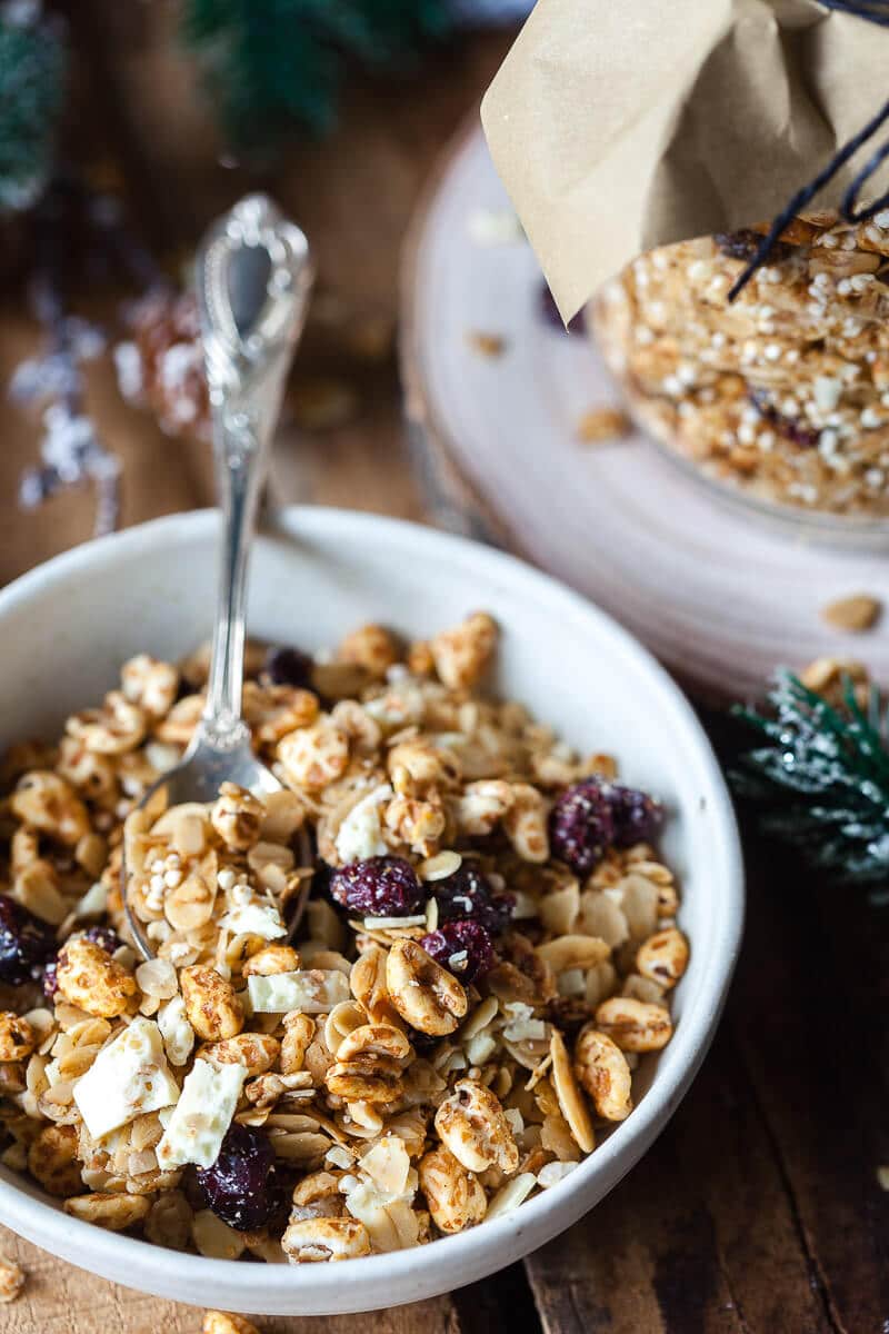 Honey Roasted Cranberry Granola in a bowl