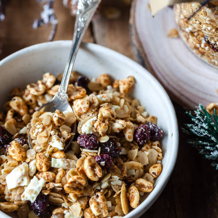 Honey Roasted Cranberry Granola in a bowl