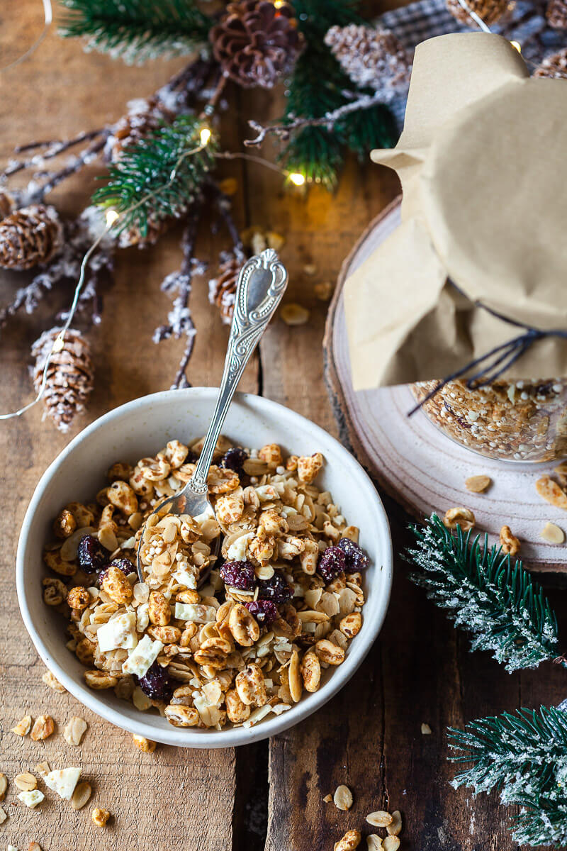 Honey Roasted Cranberry Granola in a bowl