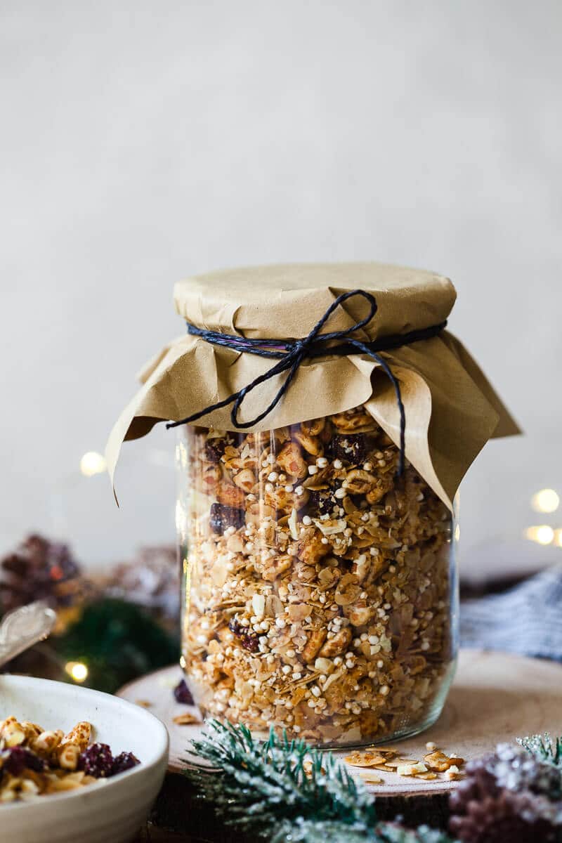 Honey Roasted Cranberry Granola in a jar