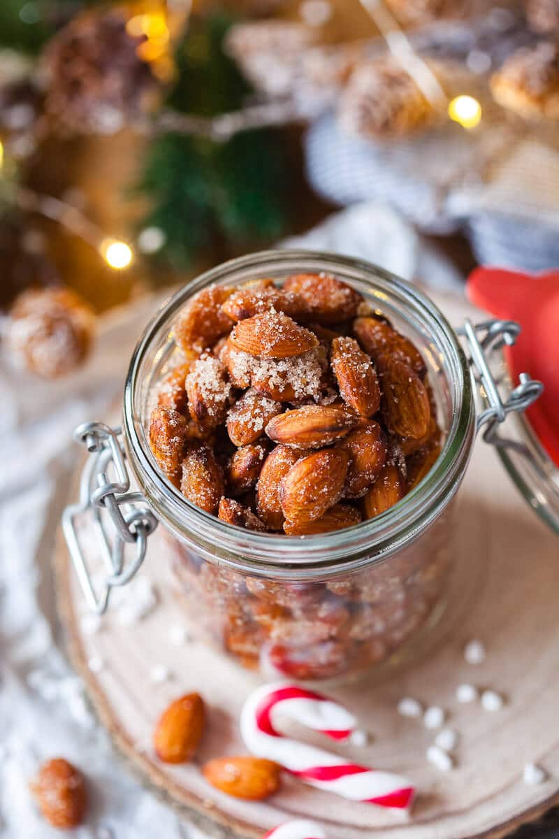 Maple Roasted Salted Almonds in a jar