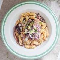 Pasta al prosciutto e radicchio