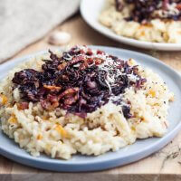 Grilled Radicchio Risotto with Bacon