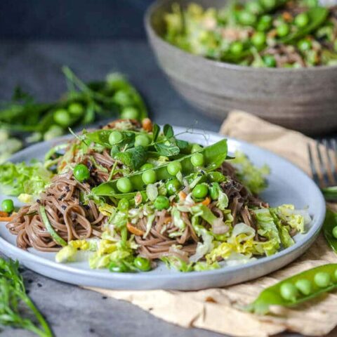 Spring Green Soba Noodle Salad {Vegan}