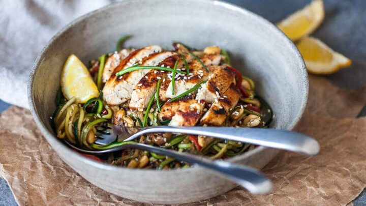Low Carb Chicken Zoodles Zucchini Noodles Vibrant Plate