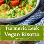 This Turmeric Leek Vegan Risotto is a great winter meal when your fridge is running low on ingredients! | Vibrant Plate