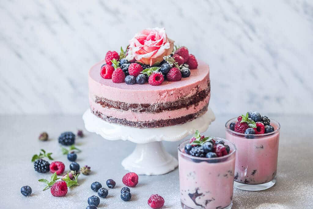 Vegan Raspberry Cream Cake Vibrant plate