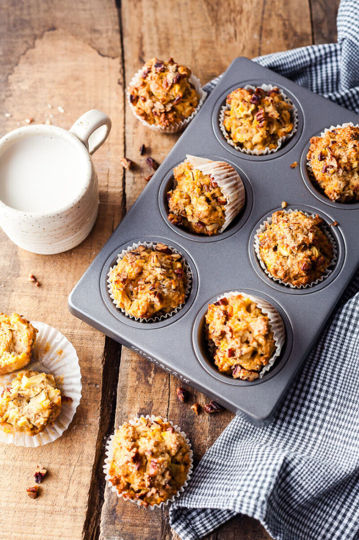 These Carrot Cake Apple Breakfast Muffins are a delicious and healthier breakfast option for the family.