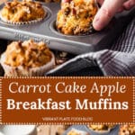 Carrot Cake Apple Breakfast Muffins