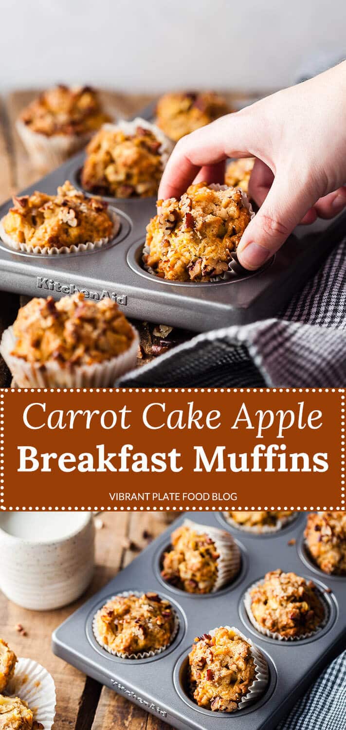 These Carrot Cake Apple Breakfast Muffins are a delicious and healthier breakfast option for the family.