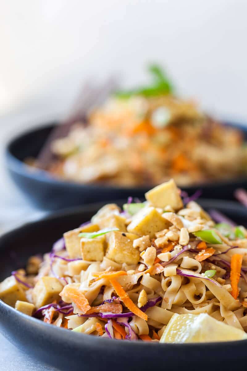 Vegan Pad Thai in Peanut Sauce with Tofu