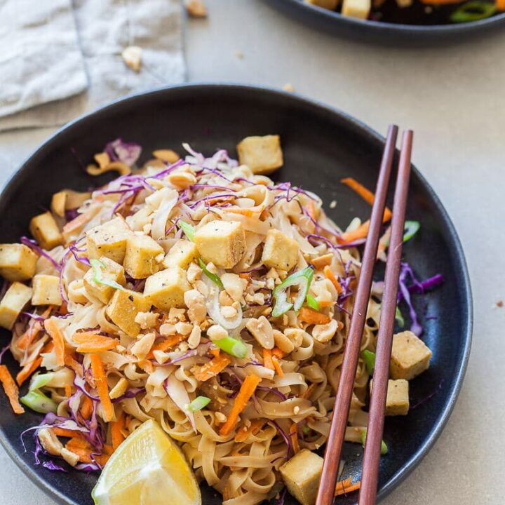 Vegan Pad Thai in Peanut Sauce with Tofu