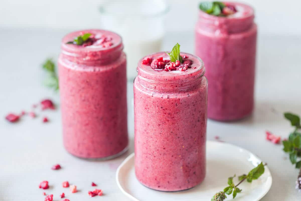 Vegan Probiotic Berry Smoothie Vibrant plate