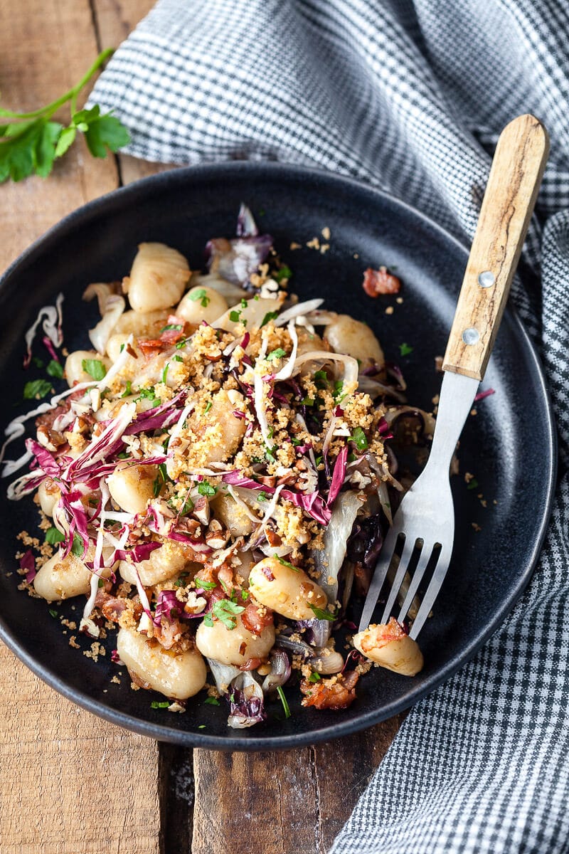 Pan-fried Gnocchi with Radicchio and Bacon