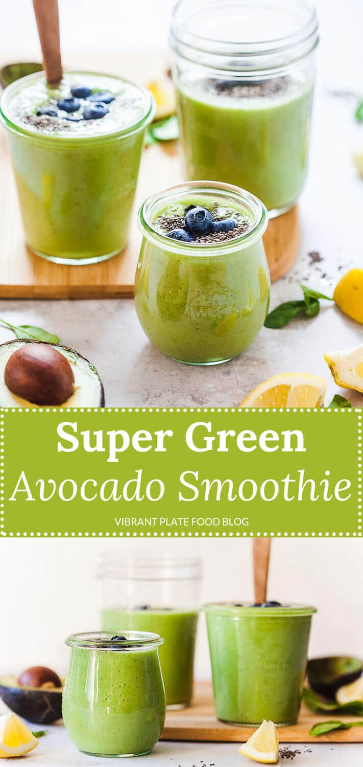 Vegan Green Avocado Smoothie - Vibrant plate